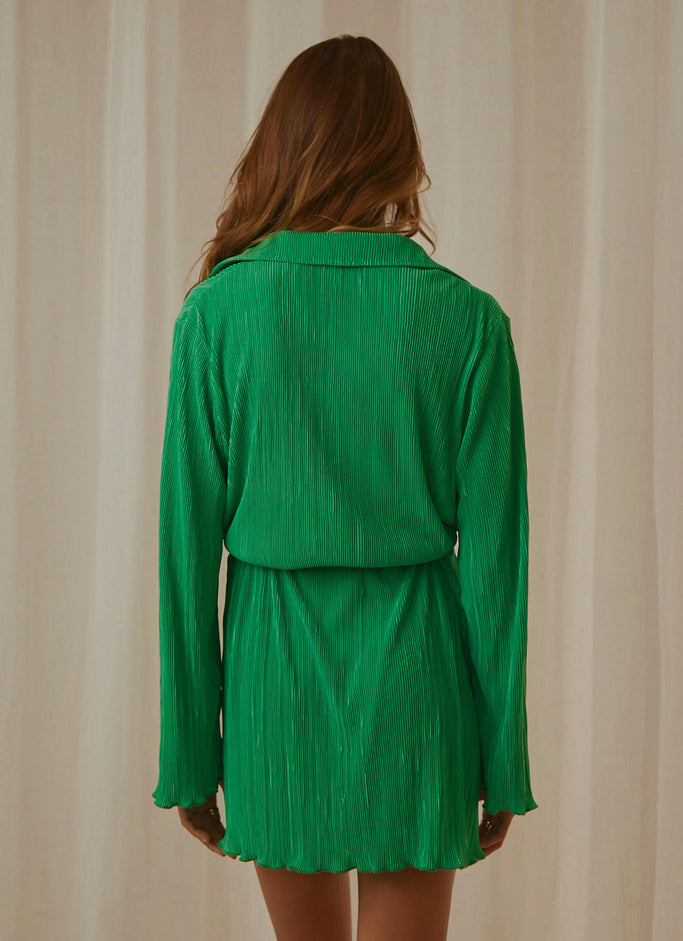 Soho Chic Shirt Dress - Jade Green