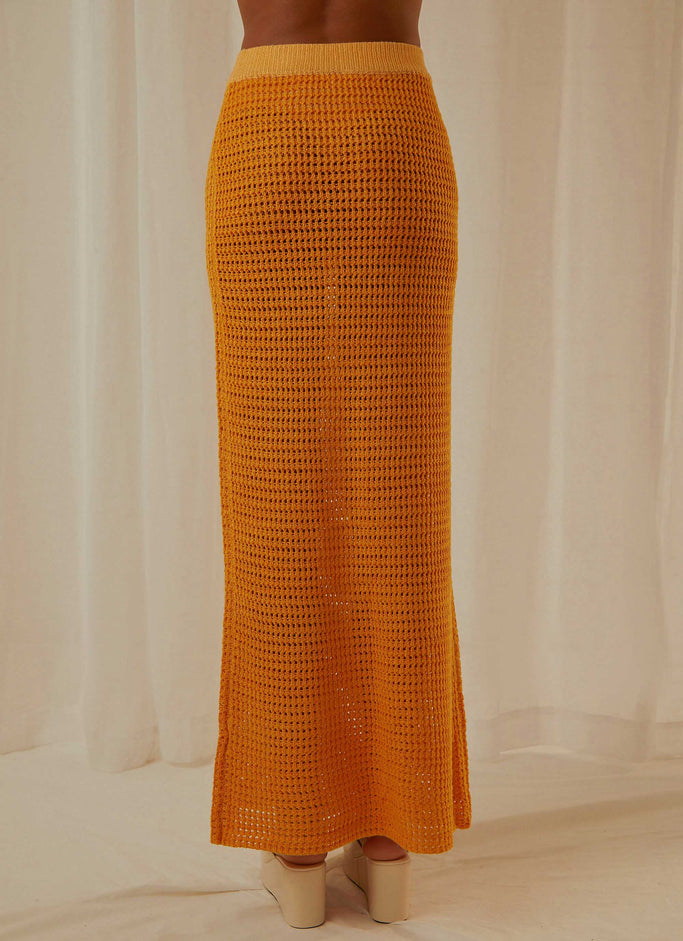 Aloha Shores Crochet Maxi Skirt - Mango