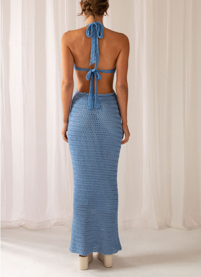 Havana Crochet Maxi Dress - Blue