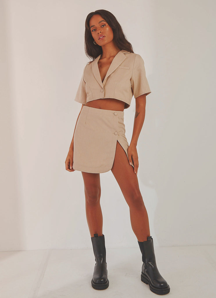New York City Cropped Blazer - Taupe