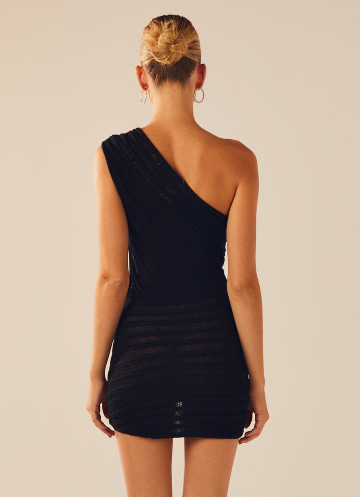 Percilla Ladder Knit Mini Dress - Black