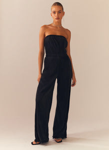 Doing The Most Plisse Jumpsuit - Black