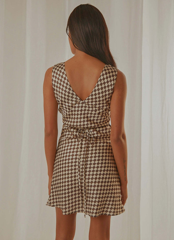 Audrey Vintage Slip Dress - Choc Check