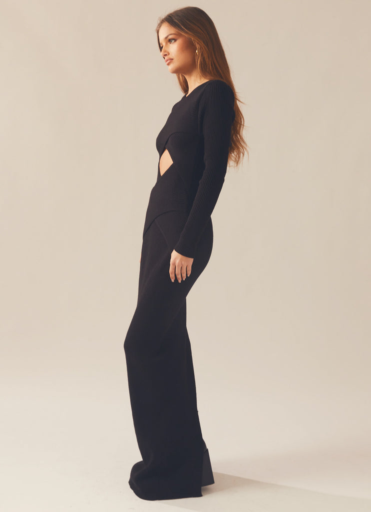 Carmen Knit Midi Dress - Black