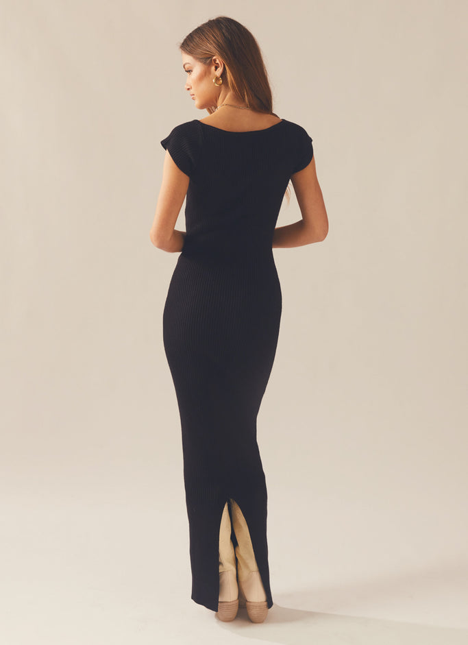 Vanessa Knit Midi Dress - Black