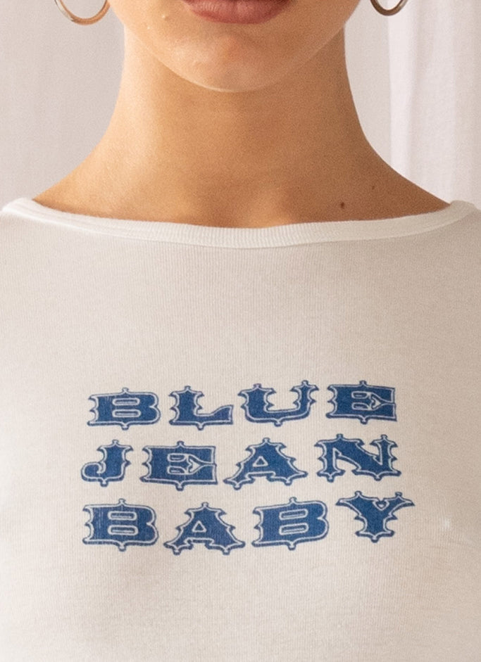 Blue Jean Tight Rib Tee - White