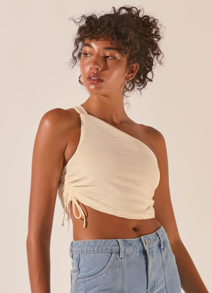 Make It Better Plisse Crop Top - Ivory