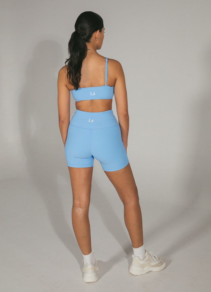 Pippa Biker Short - Ribbed Blue