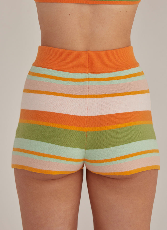 Town Tour Knit Shorts - Melon Stripe