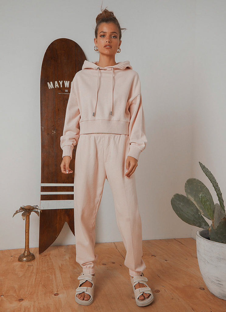 THC Hemp Cropped Pull on Hood - Ash Pink