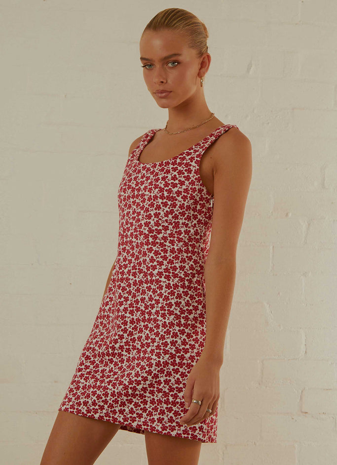 Madeline Hemp Printed Mini Dress - Red