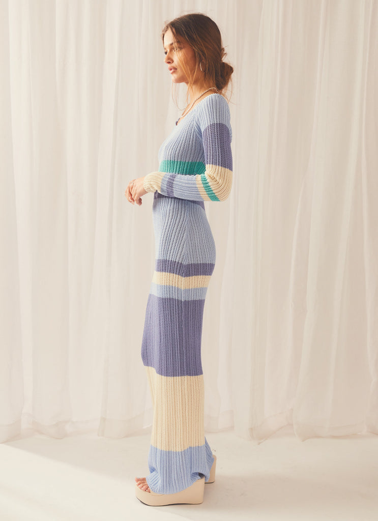 Love Ride Crochet Maxi Dress - Ocean Stripe