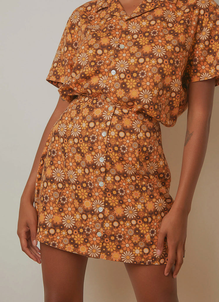 Daisy May Hemp Button Up Skirt - Sepia