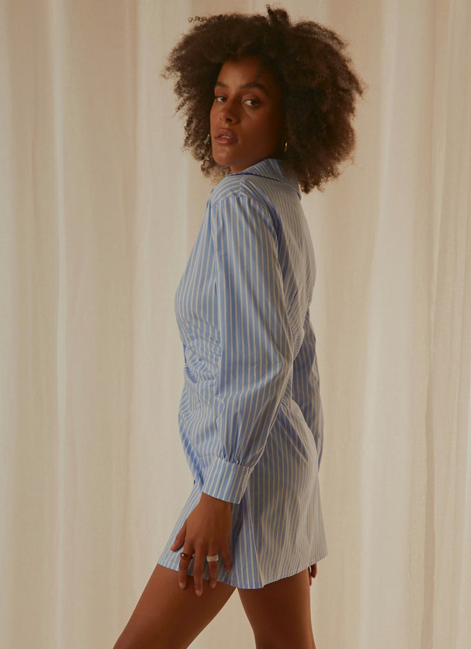 Solana Shirt Dress - Blue Stripe