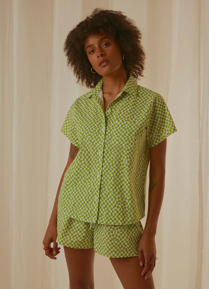 Seventies Groove Shirt - Lime Warp Check