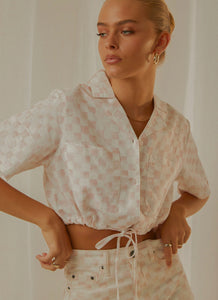 Safari Tie Top - Pink Checker