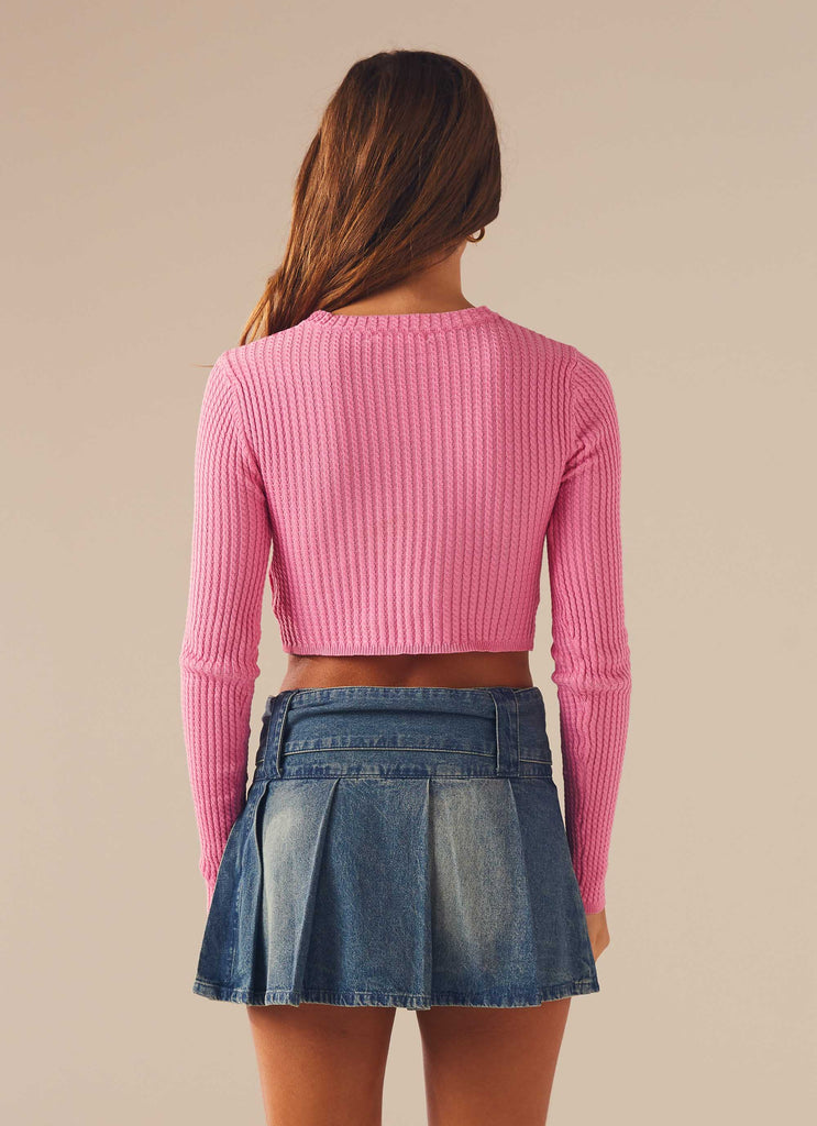 I'm Yours Crop Knit Top  - Fuchsia