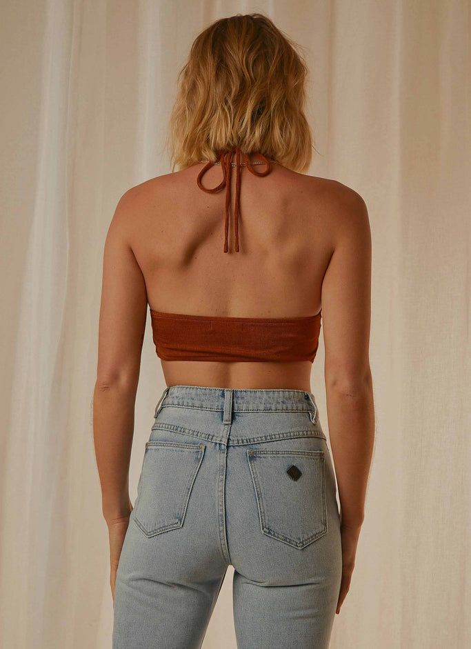 Dancing On Tables Crop Top - Brown