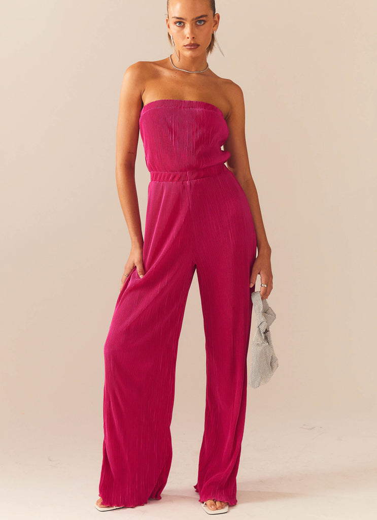 Doing The Most Plisse Jumpsuit - Magenta