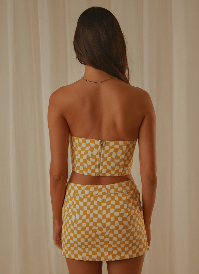 Luisa Bustier Top - Yellow check