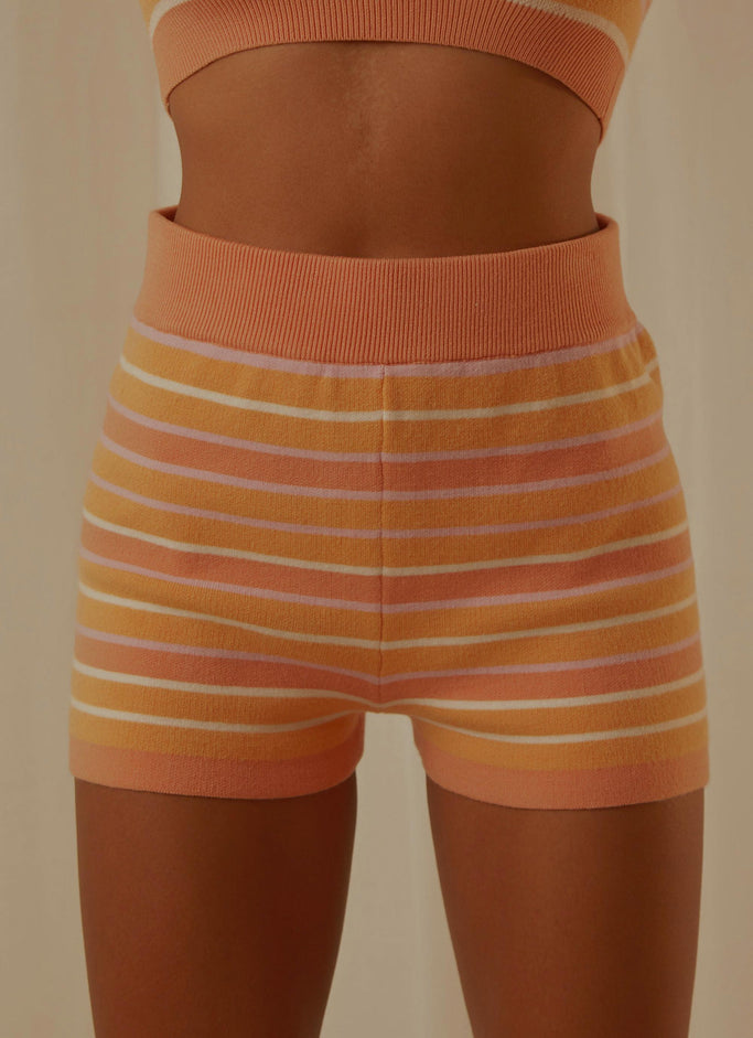 Rhodes Knit Shorts - Peach Multi Stripe