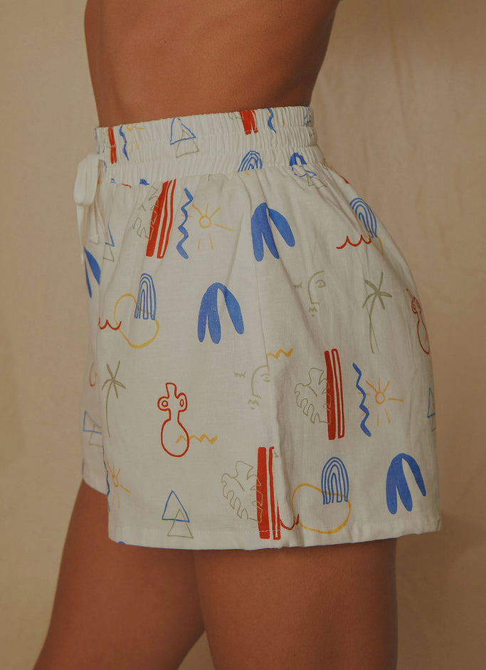 Raffi Linen Shorts - Santorini