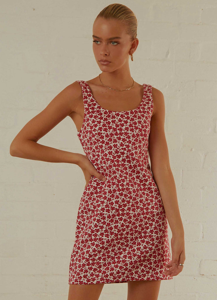 Madeline Hemp Printed Mini Dress - Red