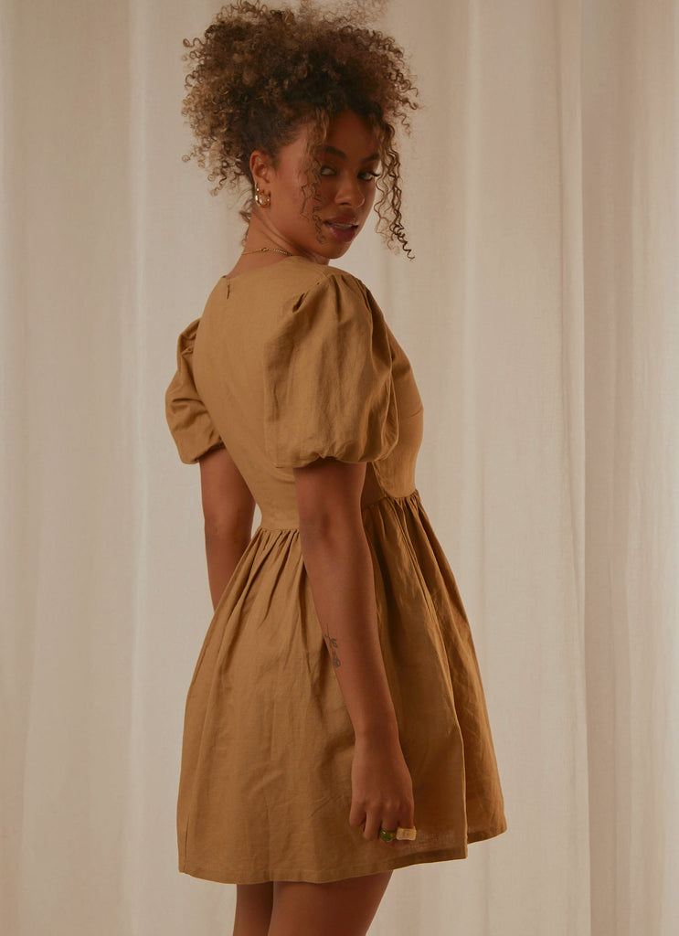 Nima Linen Mini Dress - Oak