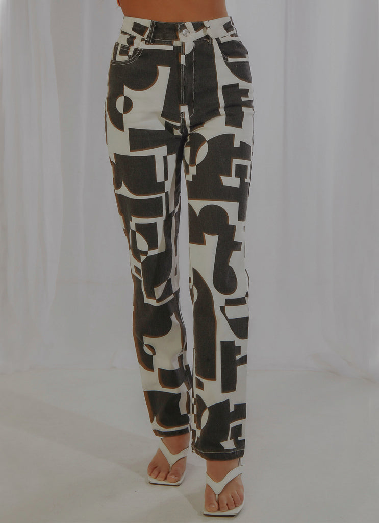 Electric Avenue Pants - Black and White Geo