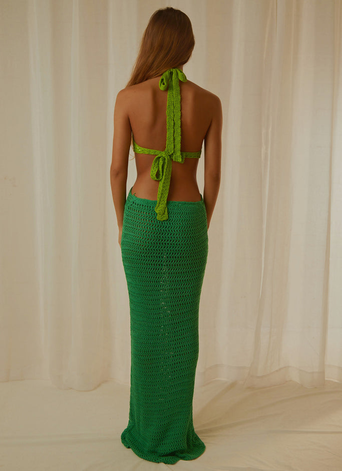 Haven Crochet Maxi Dress - Green