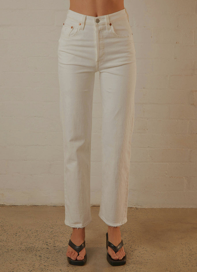 Ribcage Straight Ankle Jeans - Cloud Over