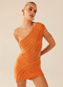 Percilla Ladder Knit Mini Dress - Orange