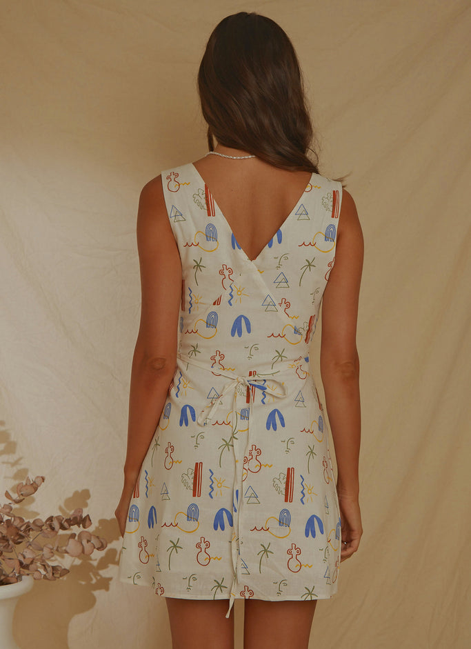 Audrey Vintage Linen Slip Dress - Santorini