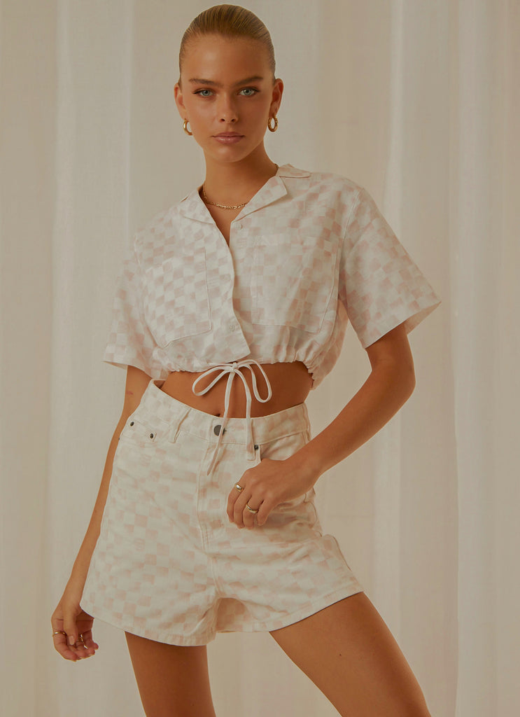 Safari Tie Top - Pink Checker