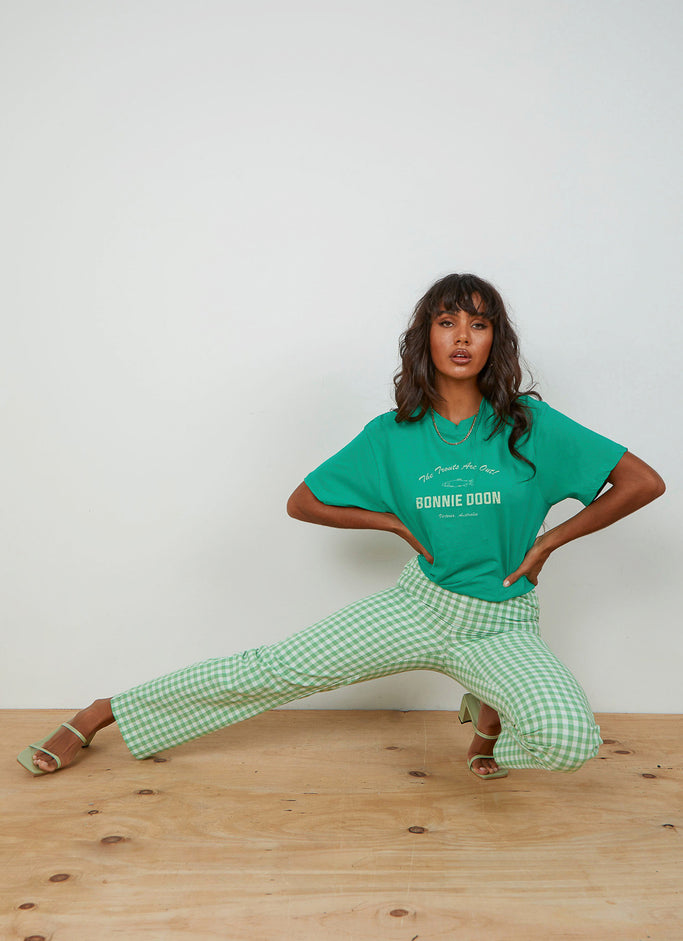 90s Check Pants - Green Check