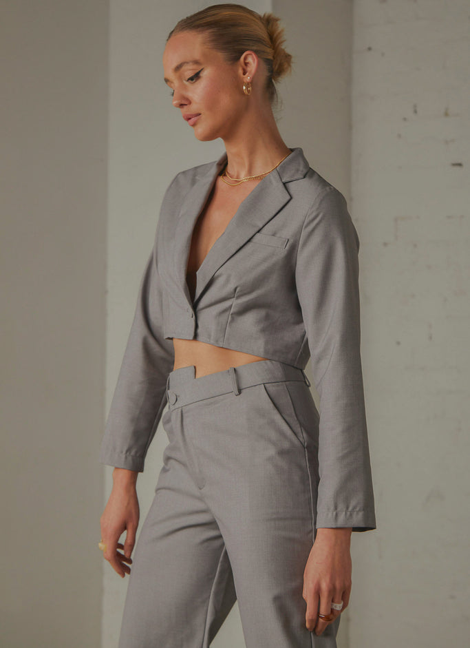 L.A Loving Cropped Blazer - Slate