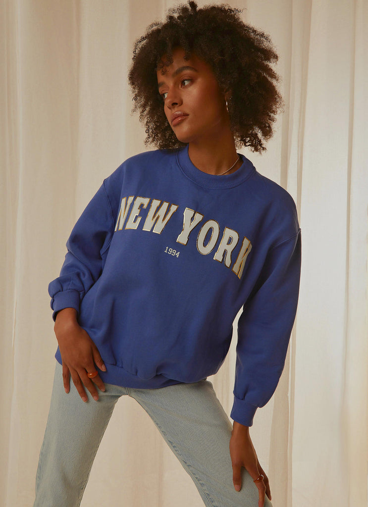 Big City Crewneck Sweater - Cobalt Blue