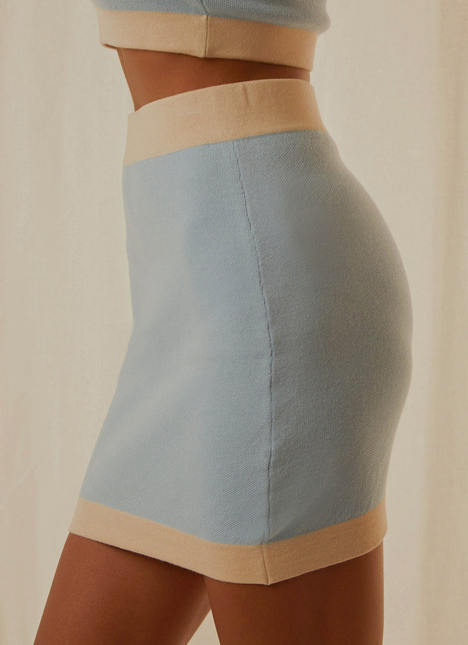 Sunday Morning Knit Mini Skirt - Baby Blue