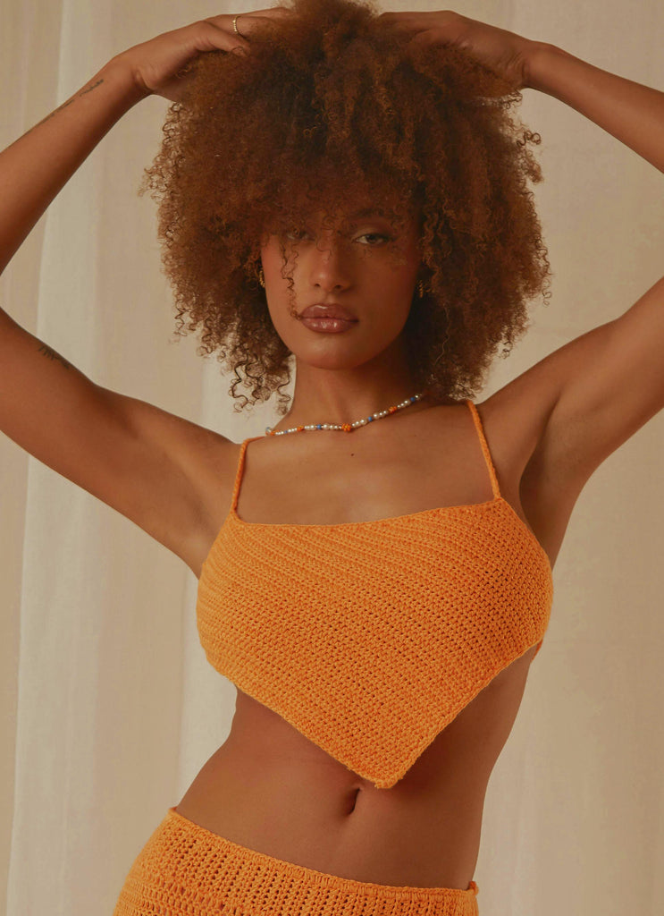 Cancun Crochet Halter Top - Tangerine