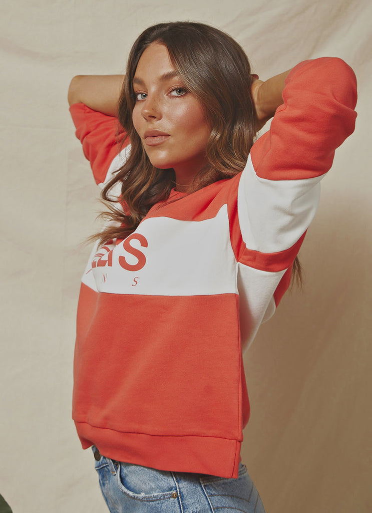Logo Split Sweater - Faded Red