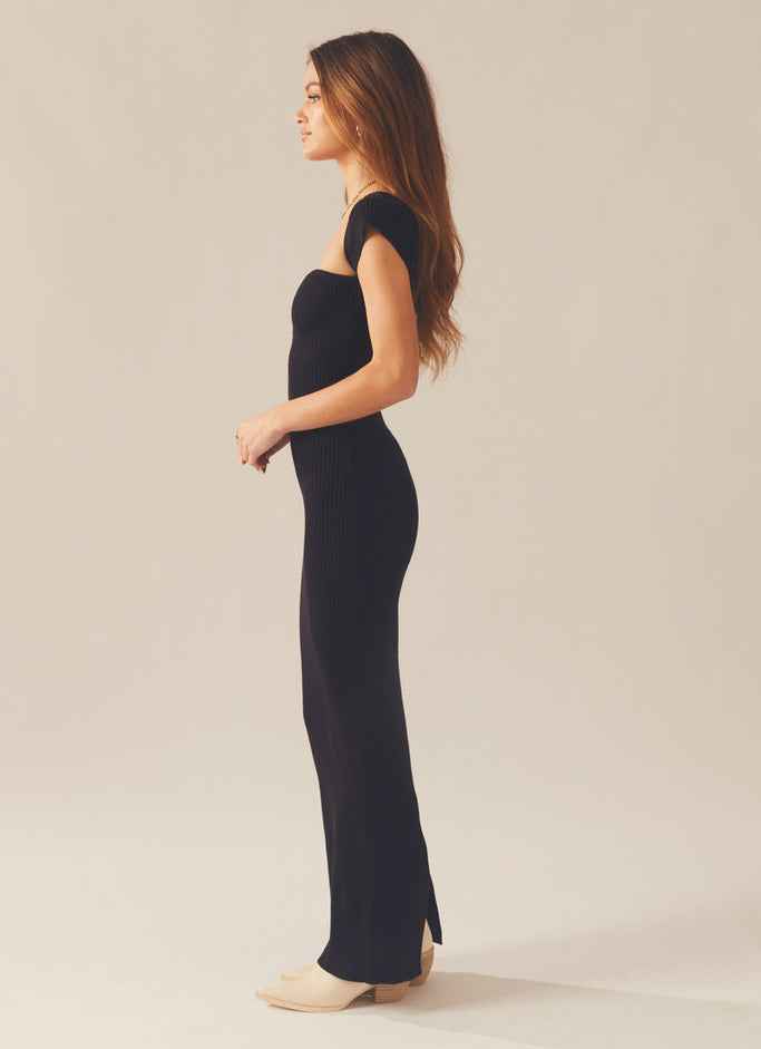 Vanessa Knit Midi Dress - Black