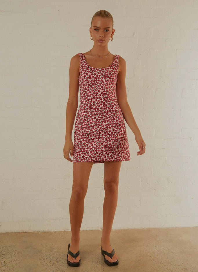 Madeline Hemp Printed Mini Dress - Red