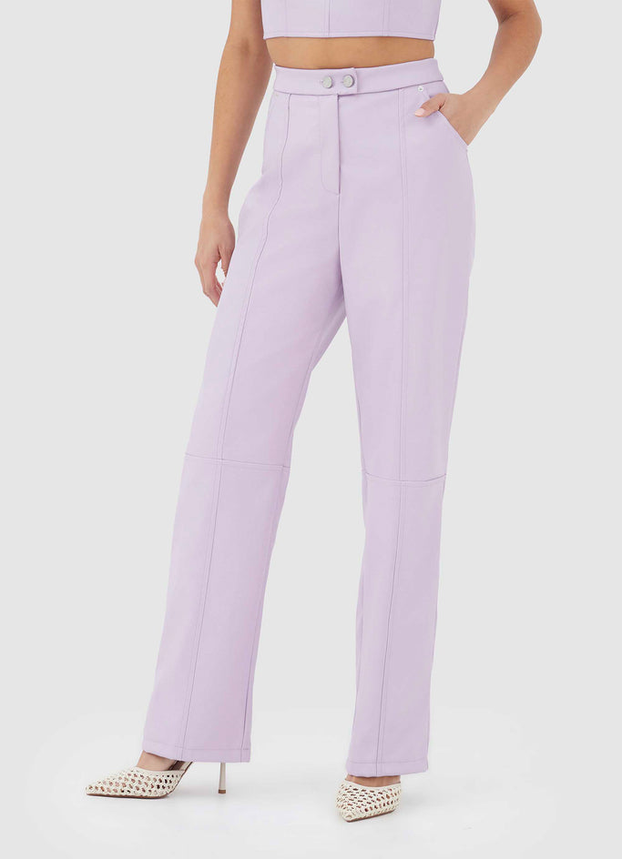 Tropez Leather Trouser Pant - Lilac