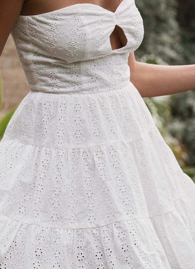 Summer Feeling Broderie Mini Dress - Whisper White