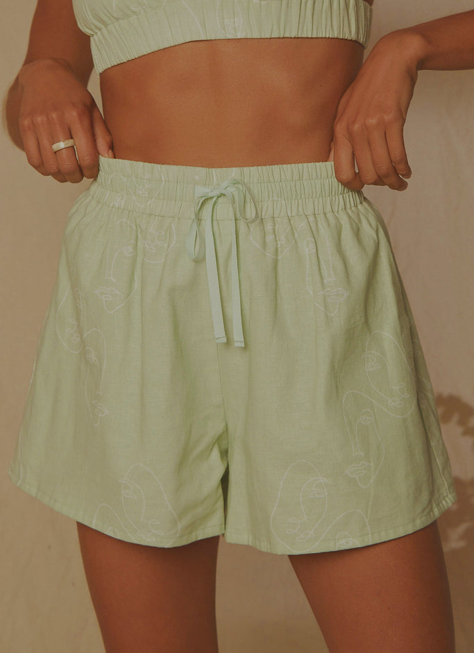 Raffi Linen Shorts - Sage