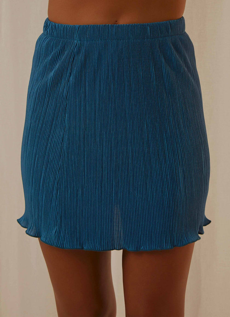 Waves of Light Mini Skirt - Cobalt