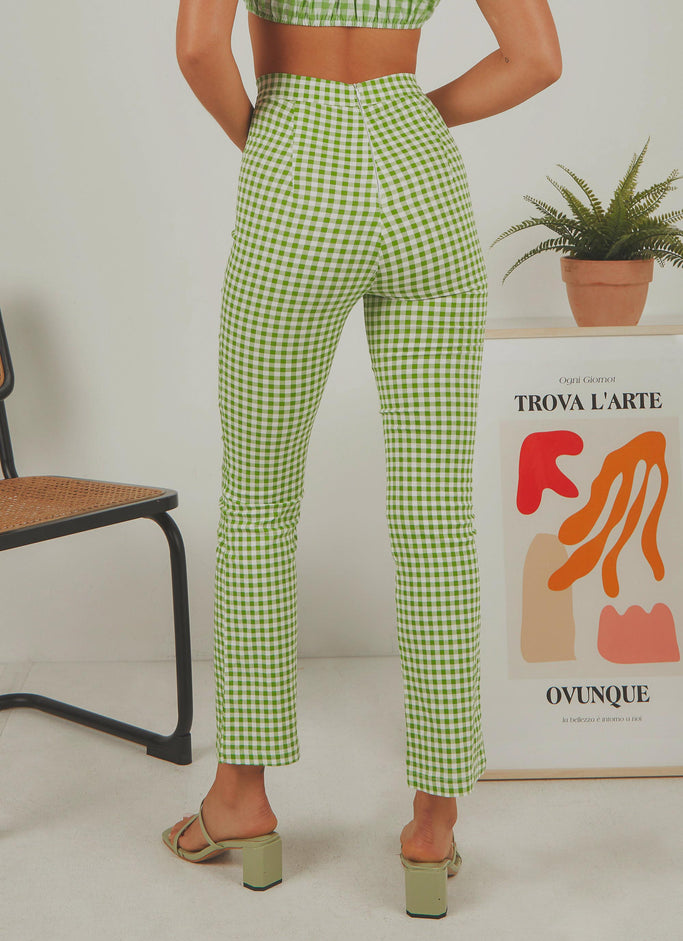 Palmero Pants - Green Gingham