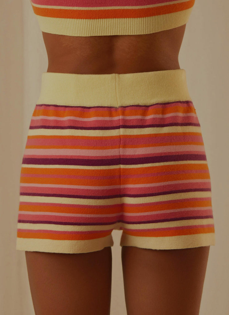 By Chance Knit Shorts - Pink Multi Strip