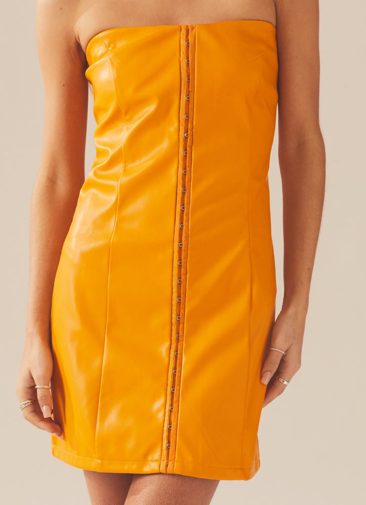 Cool and Calm PU Dress - Orange