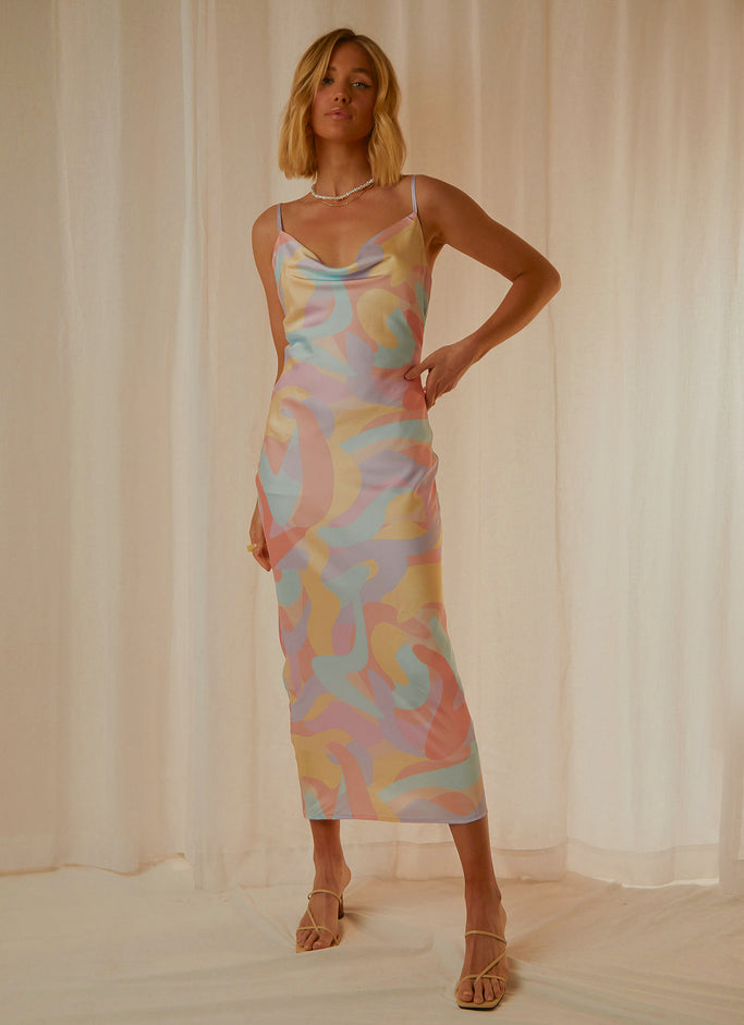 Art Films Cowl Maxi Dress - Pastel Wave